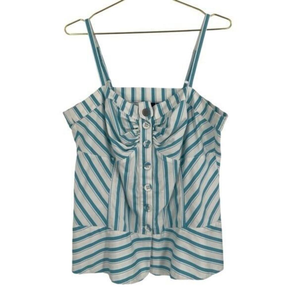 Torrid Blue and White Camisole with Ruched Detail size 1